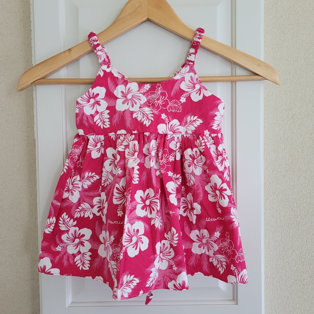 Ali'i Fashions Hawaii Sleeveless Pink Hibiscus Vacation Dress size 2